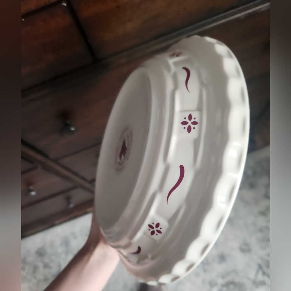 Longaberger Pottery Pie Baking Dish - Woven Traditions 10.5 in